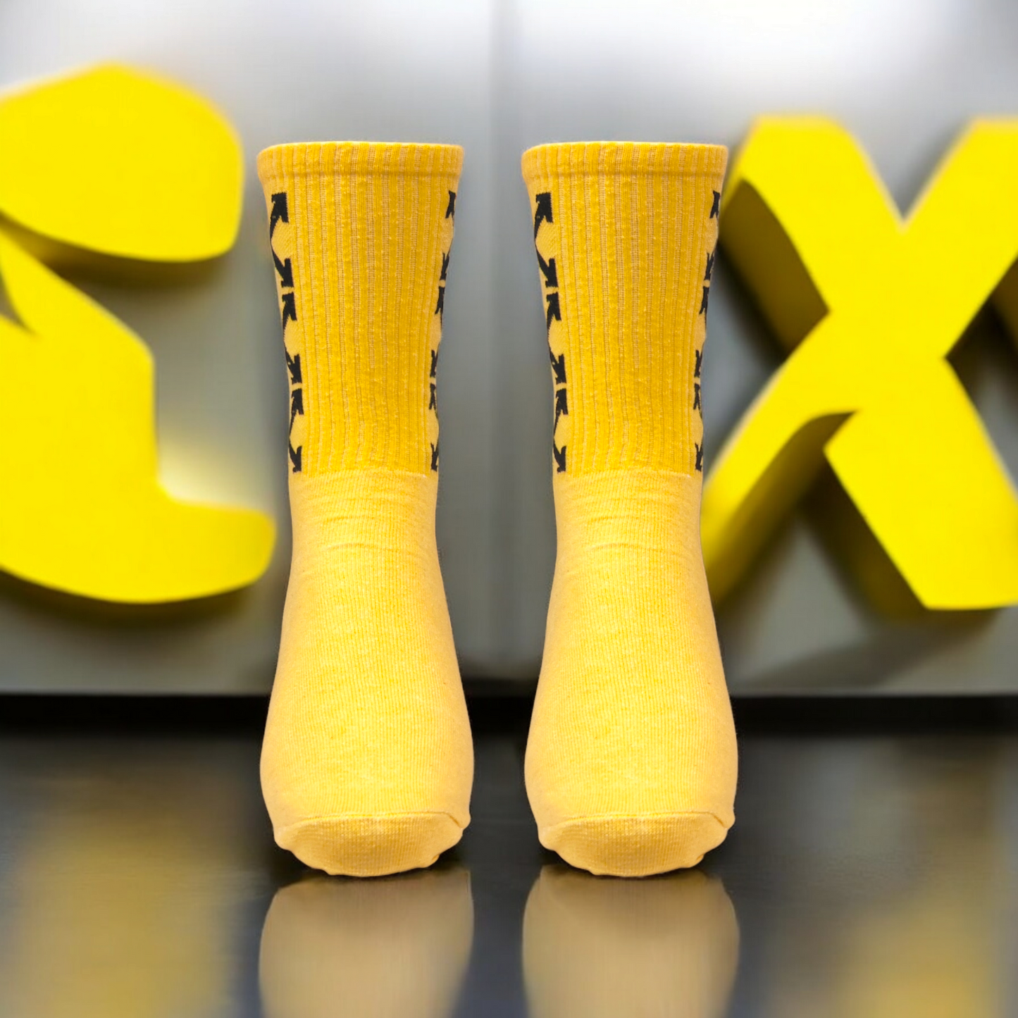 YELLOW TRENDY PATTERN SOCKS | 1 Pair | Free Size