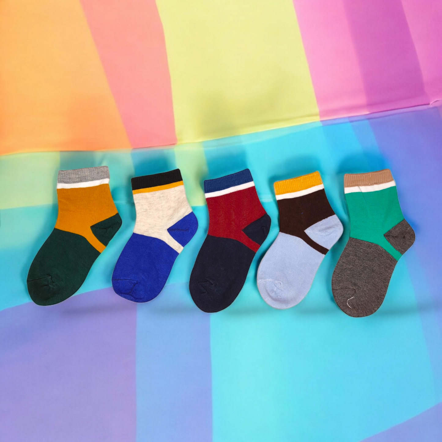 Baby Boys 5 Pairs Calf Length Socks | 4 to 8 Years