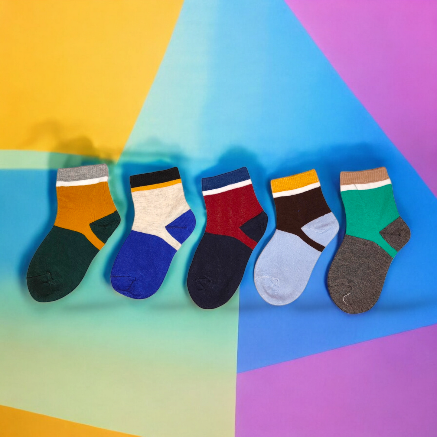 Baby Boys 5 Pairs Calf Length Socks | 4 to 8 Years