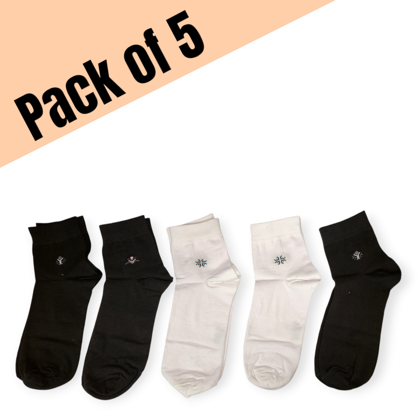 Black & White Combo Pack | 5 pair of socks | FREE SIZE