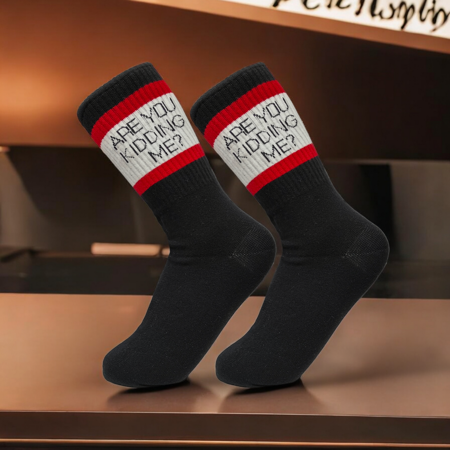 ARE YOU KIDDING ME BLACK | SOCKS | 1 PAIR | FREE SIZE